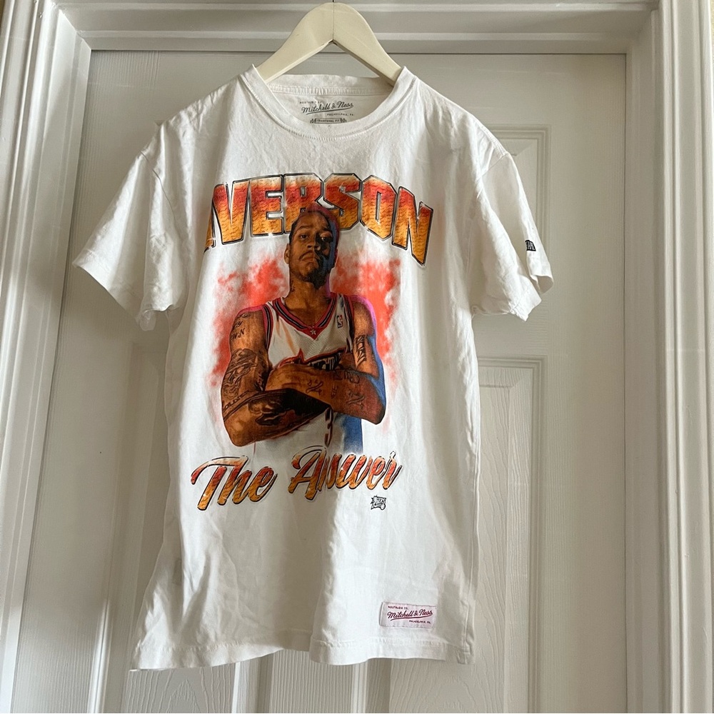 Mitchell & Ness White and Orange Short Sleeve Tee